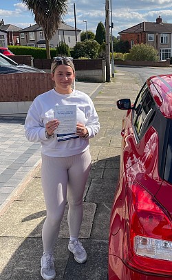 Jessica passed her driving test at Bolton driving test centre on 25th April 2023.