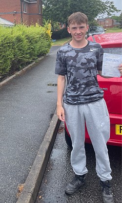Mason passed his driving test first time on 22 July 2022 at Bolton driving test centre