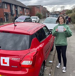 Jodie passed her driving test at Bolton driving test centre on9 March 2022.