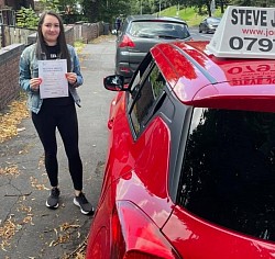 Chrystal passing her driving test at Bolton driving test centre on 9 August 2021.  Another first time pass.