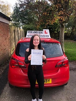 Ashley passed her driving test at Bolton driving test centre on 22 October 2019. A first time pass and zero driving faults. A brilliant drive.