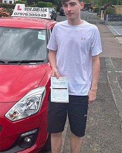 Rhys passed his driving test at Bolton driving test centre on 8 May 2925. Another first time pass and only one driving fault.