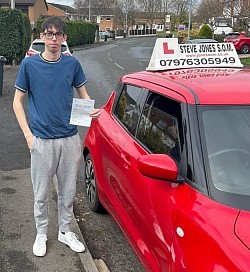 Alex passed his driving test at Bolton driving test centre on 15 March 2025. Another first time pass and ZERO driving faults.