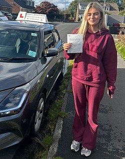 Rebecca passed her driving test at Bolton driving test centre on 17 September 2025. Another first time pass with ZERO driving faults.